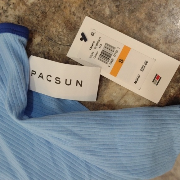 Tommy Hilfiger Sport Blue Ribbed Crop Tank Pac Sun Size Small NEW - Picture 3 of 6